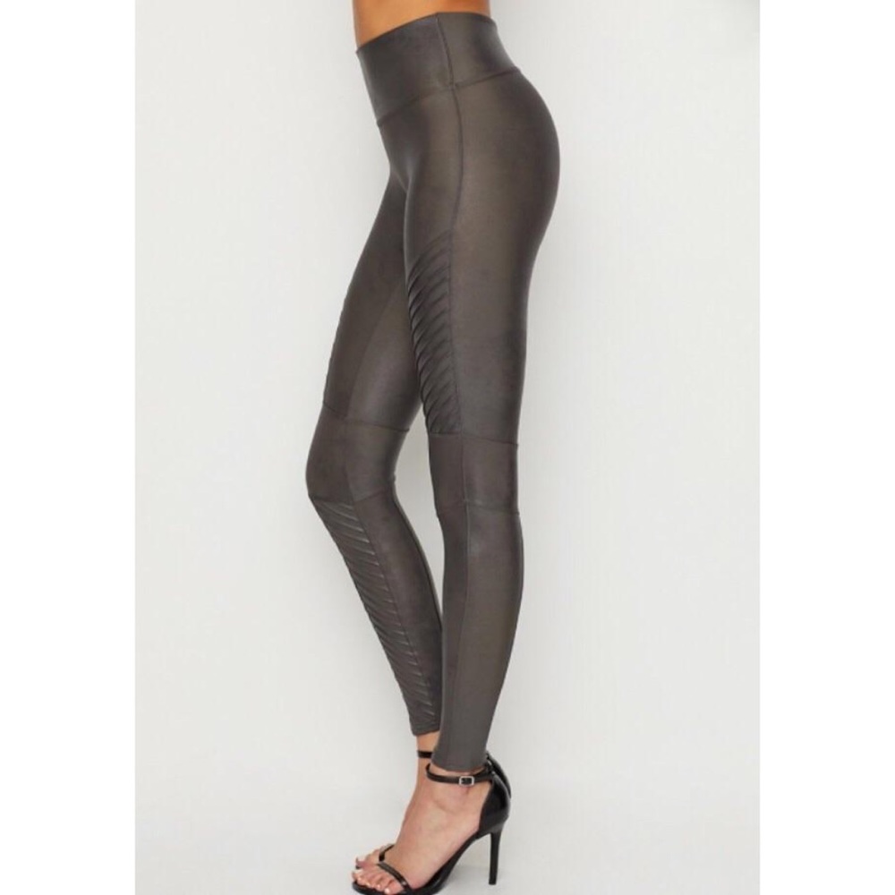 Spanx Faux Leather Moto Leggings in Color Gunmetal - Picture 4 of 6